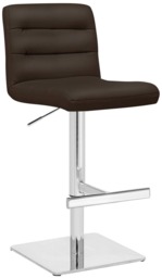 Rackhams Luscious Kitchen Bar Stool, Chrome Footrest & Square Base, Height Adjustable Swivel Gas Lift, Breakfast Bar & Home Barstool, Brown - thumbnail 1