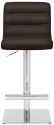 Rackhams Luscious Kitchen Bar Stool, Chrome Footrest & Square Base, Height Adjustable Swivel Gas Lift, Breakfast Bar & Home Barstool, Brown - thumbnail 3