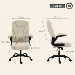 Rackhams Office Chair, Computer Desk Chair with Flip-up Armrest, Beige - thumbnail 3