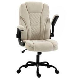 Rackhams Office Chair, Computer Desk Chair with Flip-up Armrest, Beige - thumbnail 2