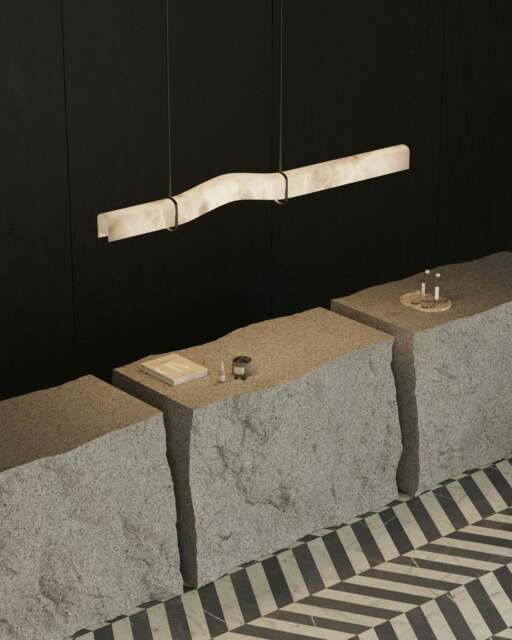 Rackhams Alabaster Signature Luxury Lineal LED Pendant Light - Aged Iron With Frosted Acrylic - image 1