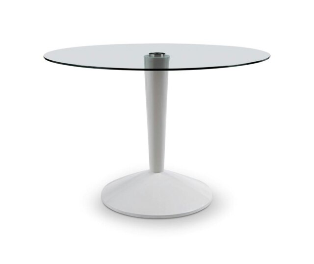 Rackhams Iona Large Round Dining Tables - Gloss White - Gloss White - Clear Tempered Glass - image 1