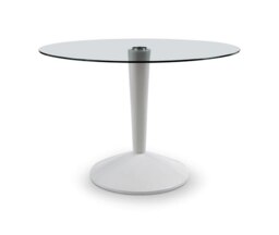 Rackhams Iona Large Round Dining Tables - Gloss White - Gloss White - Clear Tempered Glass
