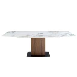 Rackhams Oval Barrel porcelain marble and walnut extending dining table 1133 - thumbnail 6