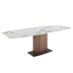 Rackhams Oval Barrel porcelain marble and walnut extending dining table 1133 - thumbnail 2