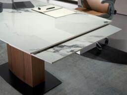 Rackhams Oval Barrel porcelain marble and walnut extending dining table 1133 - thumbnail 5