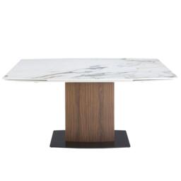 Rackhams Oval Barrel porcelain marble and walnut extending dining table 1133 - thumbnail 3