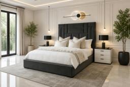 Rackhams Abstract Haven Ottoman Bed With Headboard - King - Solid Wood - Grey - thumbnail 1