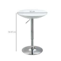 Rackhams Modern Round Bar Table Adjustable Height Home Pub Bistro Desk Swivel Painted Top with Silver Steel Leg and Base, White - thumbnail 3