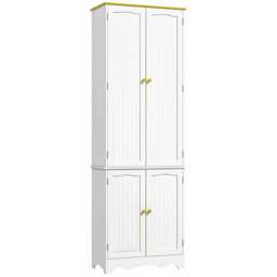 Rackhams Freestanding 4-Door Kitchen Cupboard, Storage Cabinet Organizer with 4 Shelves, 183cm, White - thumbnail 1