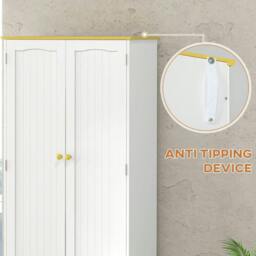 Rackhams Freestanding 4-Door Kitchen Cupboard, Storage Cabinet Organizer with 4 Shelves, 183cm, White - thumbnail 6