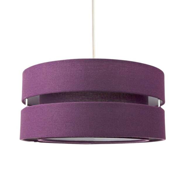Rackhams Contemporary Quality Purple Linen Fabric Triple Tier Ceiling Pendant Light Shade - image 1