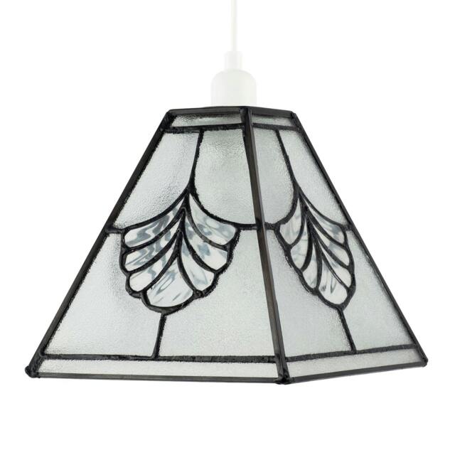 Rackhams Traditional Clear Glass Tiffany Pendant Light Shade with Floral Panels - image 1