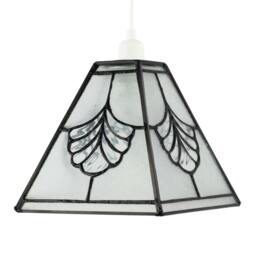 Rackhams Traditional Clear Glass Tiffany Pendant Light Shade with Floral Panels - thumbnail 1