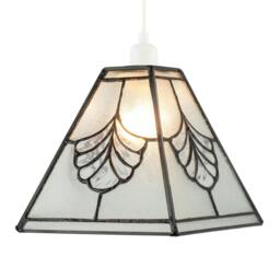 Rackhams Traditional Clear Glass Tiffany Pendant Light Shade with Floral Panels - thumbnail 2