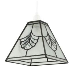 Rackhams Traditional Clear Glass Tiffany Pendant Light Shade with Floral Panels - thumbnail 5