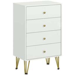 Rackhams Tall Chest of Drawers, 4-Drawer Dresser for Bedroom, Modern Storage Cabinets with Hairpin Legs, White - thumbnail 1