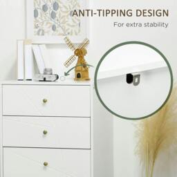 Rackhams Tall Chest of Drawers, 4-Drawer Dresser for Bedroom, Modern Storage Cabinets with Hairpin Legs, White - thumbnail 6