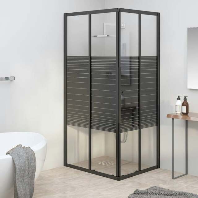 Rackhams Stripe Shower Cabin ESG 90x70x180 cm Black