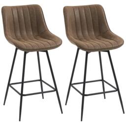 Rackhams Swivel Bar Stools Set of 2, PU Leather Upholstery - Brown - thumbnail 2