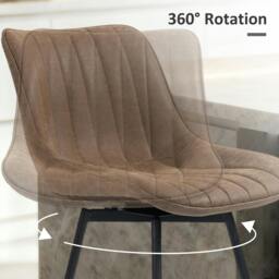 Rackhams Swivel Bar Stools Set of 2, PU Leather Upholstery - Brown - thumbnail 5