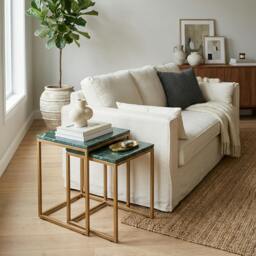 Rackhams Varana Nest Of Two Green Marble Top Tables - thumbnail 1