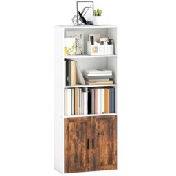 Rackhams 5-Tier Bookcase, Tall Bookshelf with Adjustable Shelf, Rustic Brown - 60W x 30D x 149.5H cm - Rustic brown - 1 - thumbnail 2