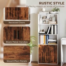 Rackhams 5-Tier Bookcase, Tall Bookshelf with Adjustable Shelf, Rustic Brown - 60W x 30D x 149.5H cm - Rustic brown - 1 - thumbnail 5