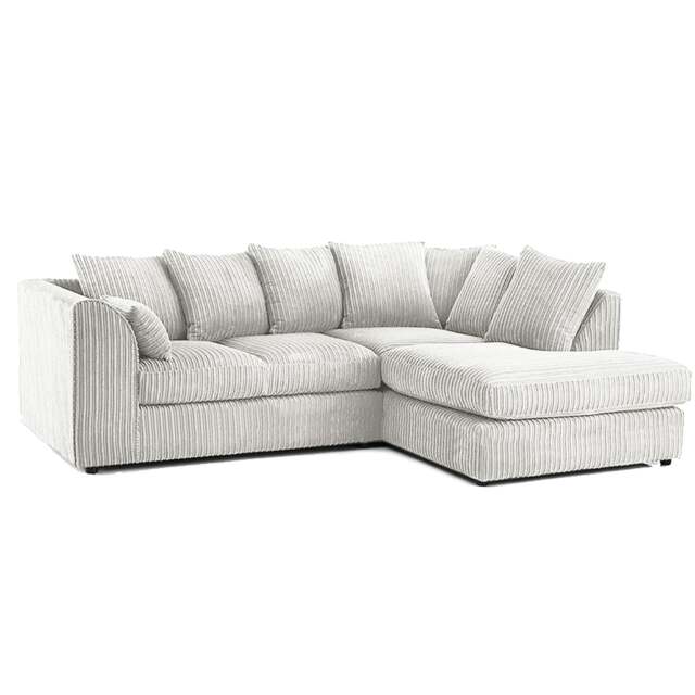 Rackhams Luxor Cord Fabric 4 Seater Corner Sofa Scatter Back - Silver - Right Hand Facing - image 1