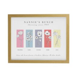 Rackhams Personalised Birth Flower Family of 5 Oak Framed Print - thumbnail 4