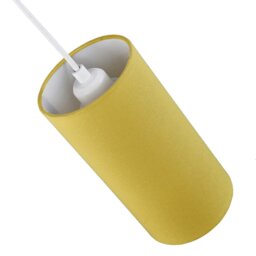 Rackhams Contemporary and Stylish Mustard Ochre Linen Fabric Tall Cylindrical Lampshade - thumbnail 3