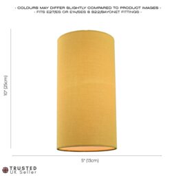 Rackhams Contemporary and Stylish Mustard Ochre Linen Fabric Tall Cylindrical Lampshade - thumbnail 6