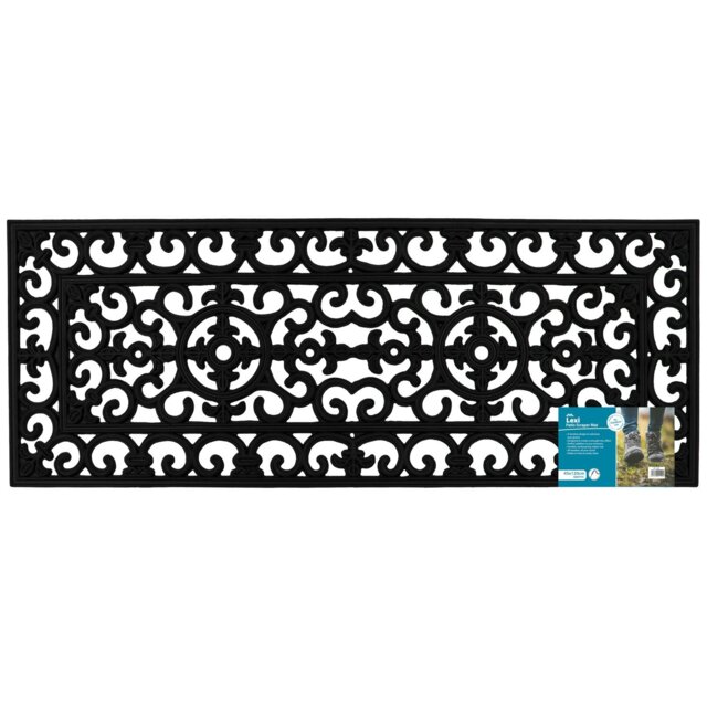 Rackhams Lexi Wrought Iron Effect Rubber Patio Mat, 45x120cm, Black - image 1