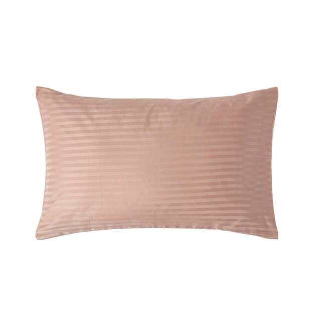 Rackhams Silky 330 TC Egyptian Cotton Satin Stripe Housewife Pillowcase, Standard Size - Beige - image 1