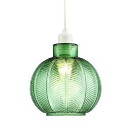 Rackhams Designer Ribbed Leaf Themed Forest Emerald Green Glass Pendant Lighting Shade - thumbnail 2
