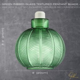 Rackhams Designer Ribbed Leaf Themed Forest Emerald Green Glass Pendant Lighting Shade - thumbnail 6