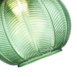 Rackhams Designer Ribbed Leaf Themed Forest Emerald Green Glass Pendant Lighting Shade - thumbnail 4