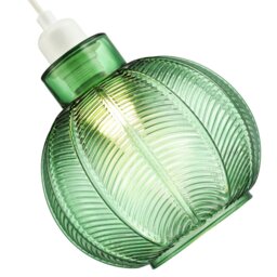Rackhams Designer Ribbed Leaf Themed Forest Emerald Green Glass Pendant Lighting Shade - thumbnail 3