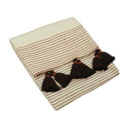Rackhams Banda Tassel Throw - Pecan/Black - One Size - Pecan/Black - 100% Cotton