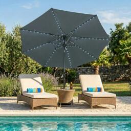 Rackhams LED Tilt Parasol 2.7m With Tilt Base – Grey - thumbnail 2