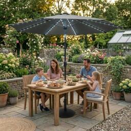 Rackhams LED Tilt Parasol 2.7m With Tilt Base – Grey