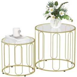 Rackhams Coffee Table Set of 2, Nest of Tables with Metal Frame, Gold Tone - Gold Tone - thumbnail 2