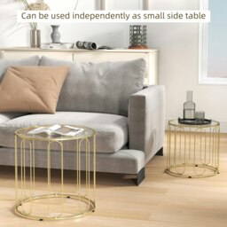 Rackhams Coffee Table Set of 2, Nest of Tables with Metal Frame, Gold Tone - Gold Tone - thumbnail 4