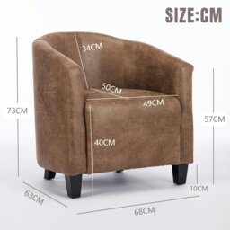 Rackhams Bronzing Fabric Tub Chair, Upholstered Armchair, Padded Barrel Club Chair - Brwon - thumbnail 2