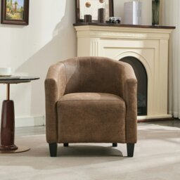 Rackhams Bronzing Fabric Tub Chair, Upholstered Armchair, Padded Barrel Club Chair - Brwon - thumbnail 5