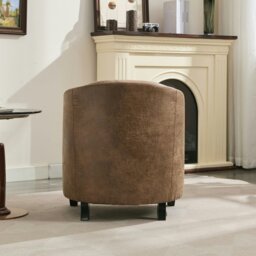 Rackhams Bronzing Fabric Tub Chair, Upholstered Armchair, Padded Barrel Club Chair - Brwon - thumbnail 6