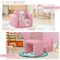 Rackhams 2 In 1 Toddler Sofa Chair, 48 x 44 x 41 cm, for Game Relax Playroom, Pink - thumbnail 4