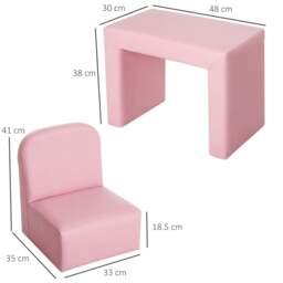 Rackhams 2 In 1 Toddler Sofa Chair, 48 x 44 x 41 cm, for Game Relax Playroom, Pink - thumbnail 3