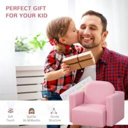 Rackhams 2 In 1 Toddler Sofa Chair, 48 x 44 x 41 cm, for Game Relax Playroom, Pink - thumbnail 5