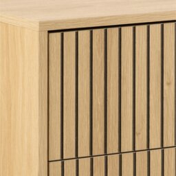 Rackhams Albany Wide Chest of 6 Drawers in Oak/Black Legs - Oak & Black - Matt - Melamine,powder coated steel - thumbnail 6